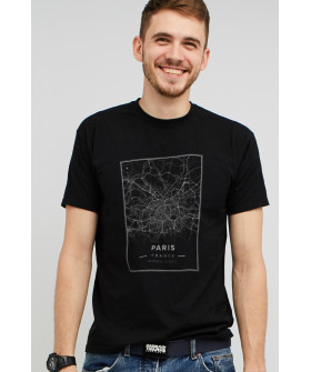 Футболка MEMO мужская черная "Paris map"