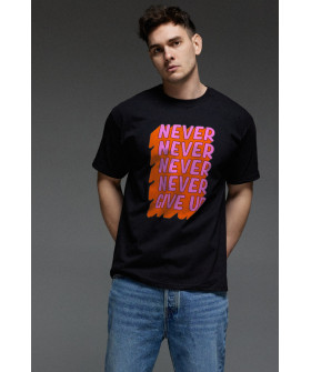Футболка Aspirine мужская черная " Never give up"