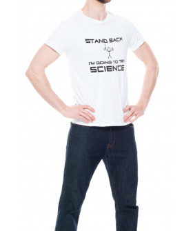 Футболка Trace of Space мужская белая "Stand back I`m going to try science"