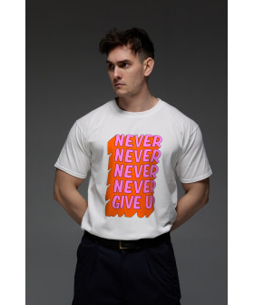 Футболка Aspirine мужская белая "Never give up"