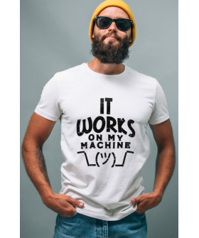 Футболка Ctrl+ мужская белая "It works on my machine"