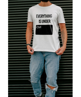 Футболка Ctrl+ мужская белая "Everything is under cntrl"