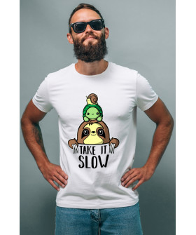 Футболка Ctrl+ мужская белая "Take it slow"