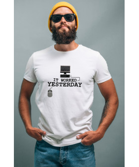 Футболка Ctrl+ мужская белая "It worked yesterday"