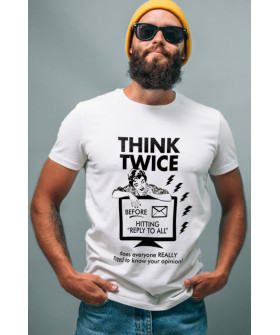 Футболка Ctrl+ мужская белая "Think twice"