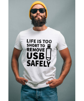 Футболка Ctrl+ мужская белая "Life is..."
