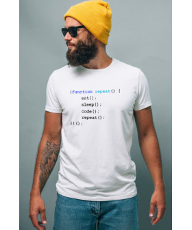 Футболка Ctrl+ мужская белая "function repeat..."