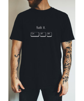 Футболка черная мужская Ctrl+ "Fuck it. Ctrl alt del"