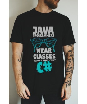 Футболка черная мужская Ctrl+ "Java программисты носят очки..."