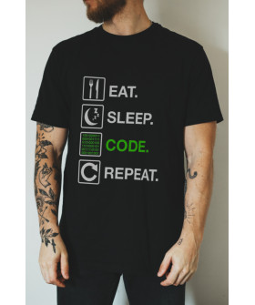 Футболка черная мужская Ctrl+ "eat. sleep. код. повторить"