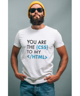Футболка белая мужская Ctrl+ "You are the {css} to my </html>"