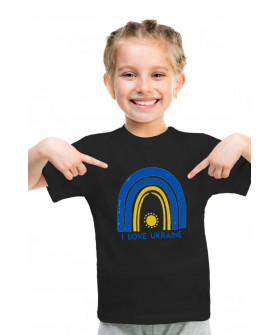 Футболка Young&Free дитяча патріотична чорна "I love Ukraine"