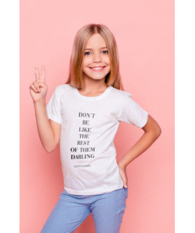 Футболка Young&Free детская белая "Не будь такой как все, дорогая."