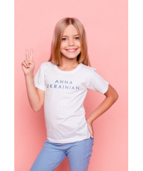 Футболка Young&Free дитяча патріотична біла "Anna Ukrainian"