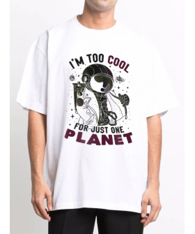 Футболка Trace of Space Oversize мужская белая "I`m too cool for just one planet"