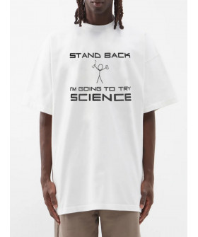 Футболка Trace of Space Oversize мужская белая "Stand back I`m going to try science"
