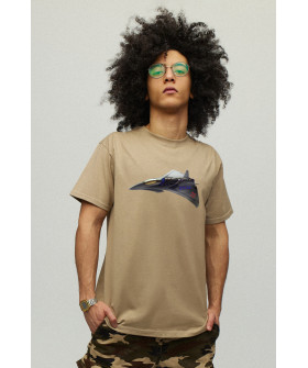 Men's khaki T-shirt with YAPPI print