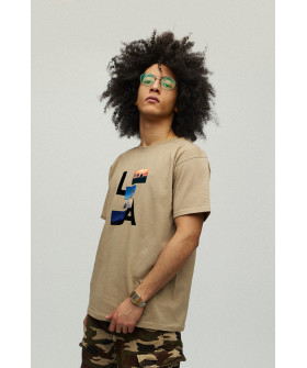 Men's khaki T-shirt with YAPPI print