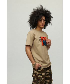 Men's khaki T-shirt with YAPPI print