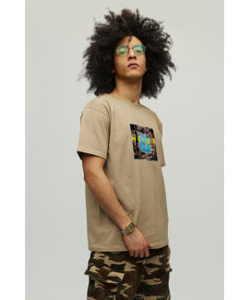 Men's khaki T-shirt with YAPPI print