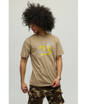 Men's khaki T-shirt with YAPPI print