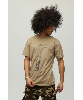Men's khaki T-shirt with YAPPI print