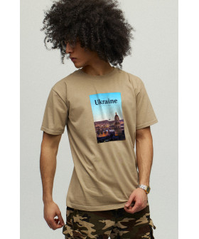 Men's khaki T-shirt with YAPPI print