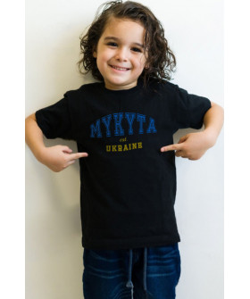 Футболка YAPPI детская черная патриотическая "Mykyta est. Ukraine"