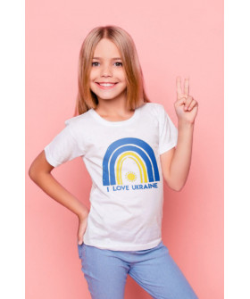 Футболка YAPPI детская белая патриотическая "I love Ukraine"