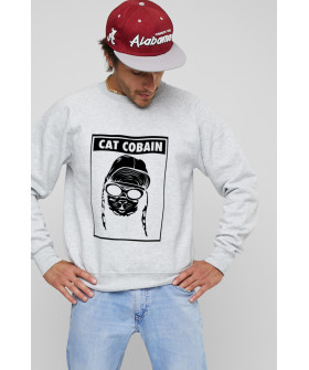 Свитшот YAPPI мужской серый "Cat Cobain"