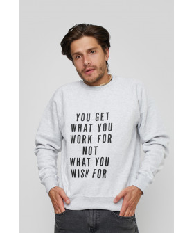 Свитшот YAPPI мужской серый "You get what you work for not what you wish for"