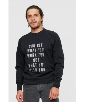 Свитшот YAPPI мужской черный "You get what you work for not what you wish for"