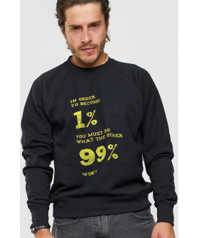 Світшот YAPPI чоловічий  чорний "In order to become 1% you must do what the other 99% won`t"