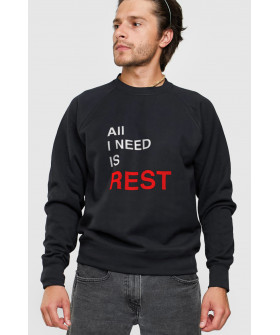 Свитшот YAPPI мужской черный "All i need is rest"